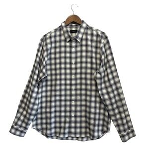 Theory Mens Rammy Plaid Button Down Shirt Size XL Seersucker Long Sleeve Preppy